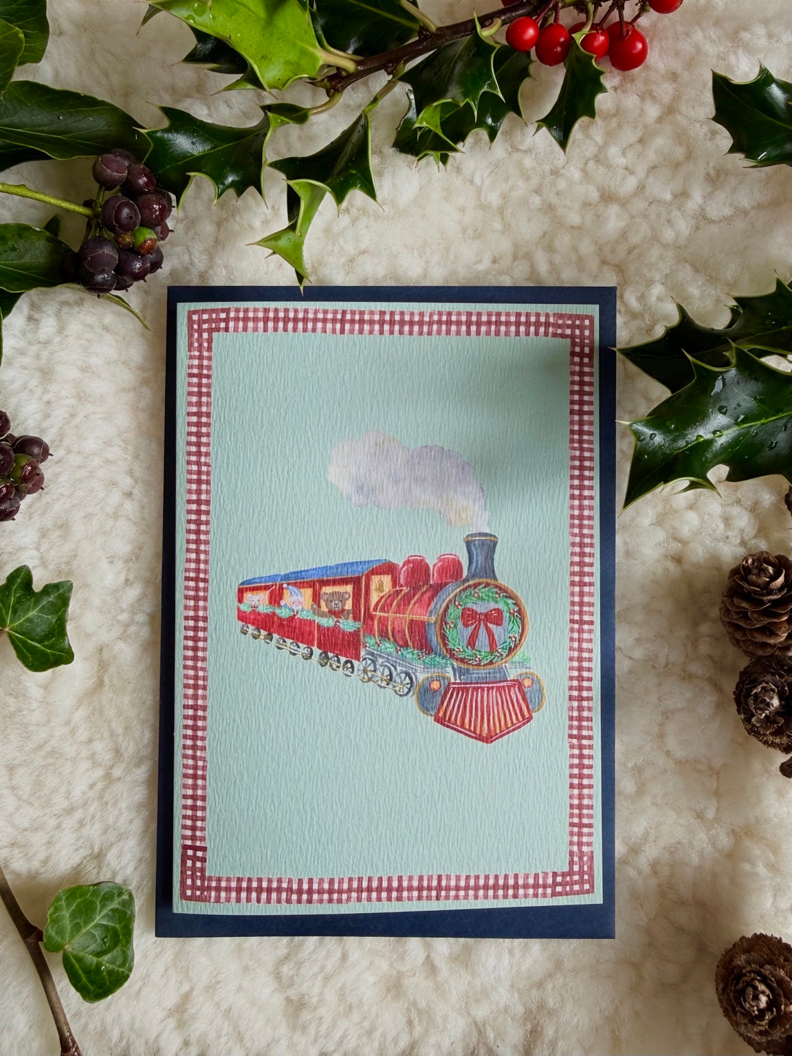 Christmas Train greetings card, original product photograph