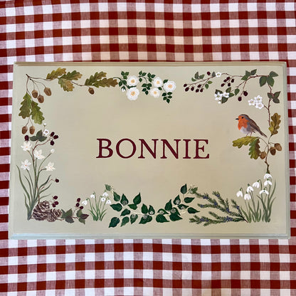 Hand-painted wooden keepsake box created as a bespoke childhood heirloom