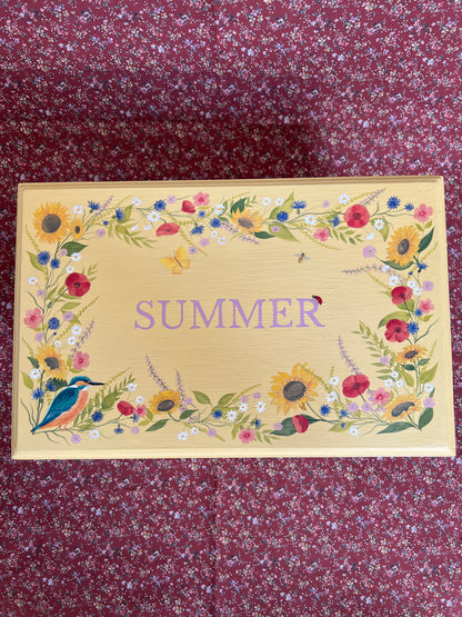 Hand-painted wooden keepsake box created as a bespoke childhood heirloom