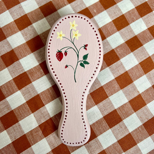 Hand-painted, Personalised Hairbrush ~ Strawberries