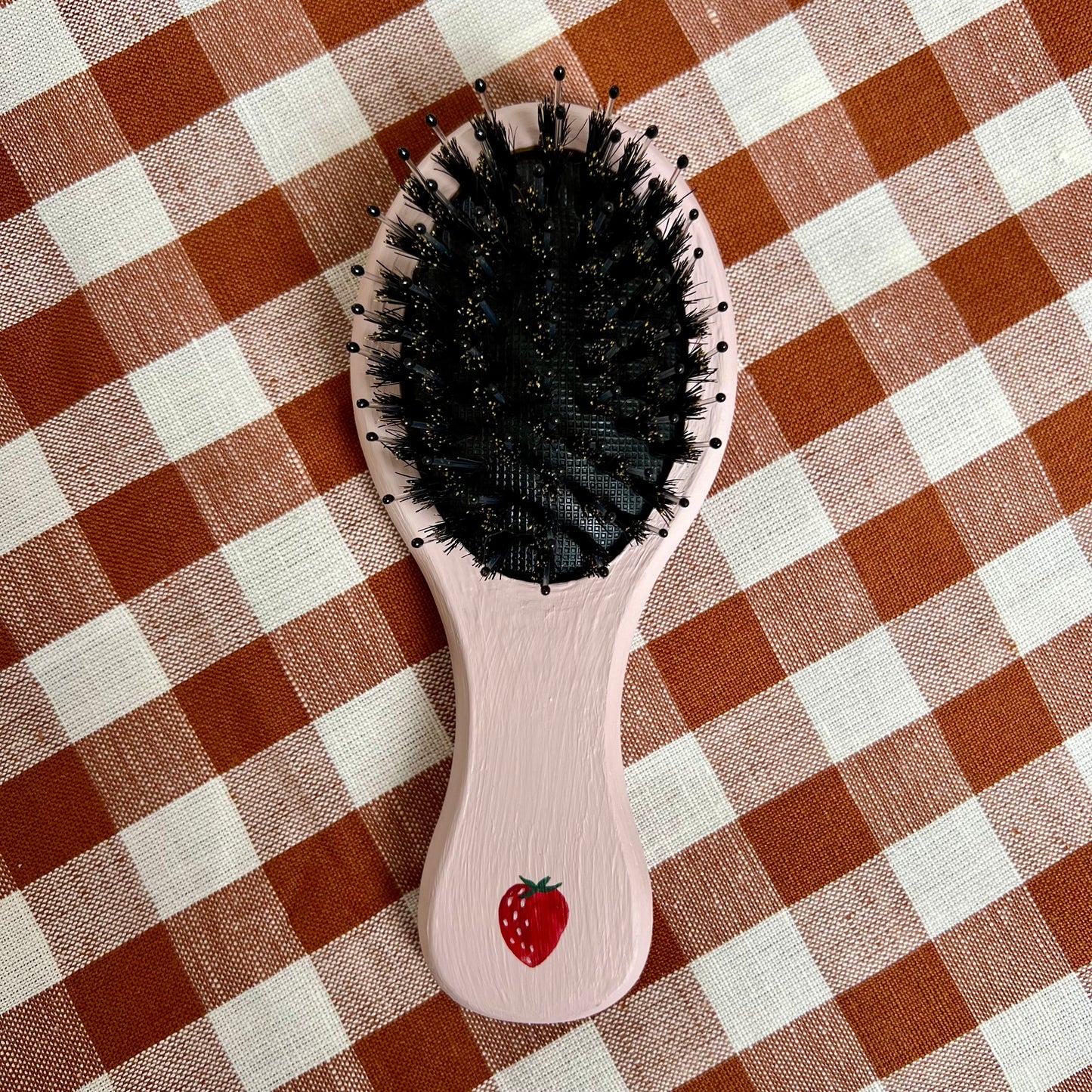 Hand-painted, Personalised Hairbrush ~ Strawberries