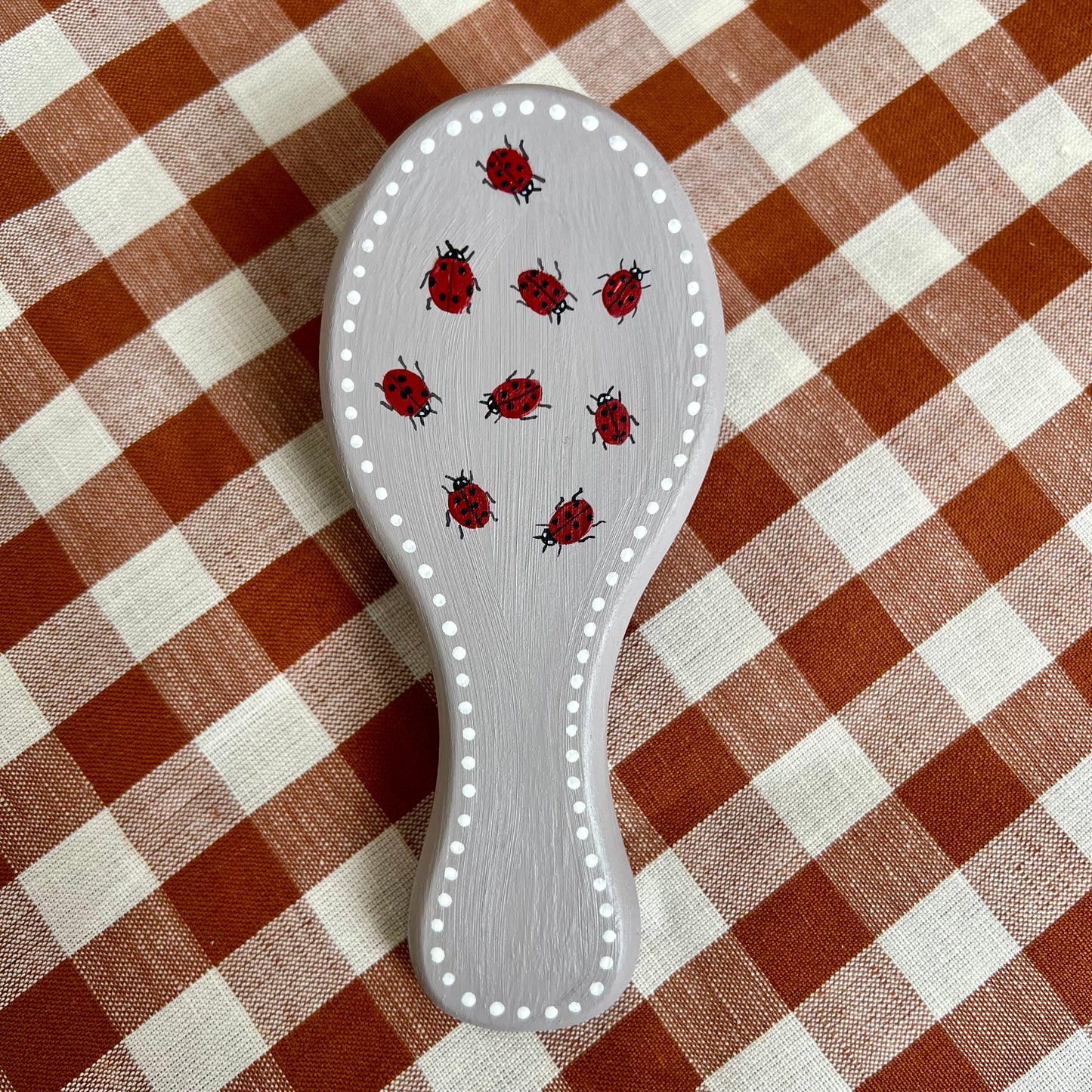 Hand-painted, Personalised Hairbrush ~ Ladybirds