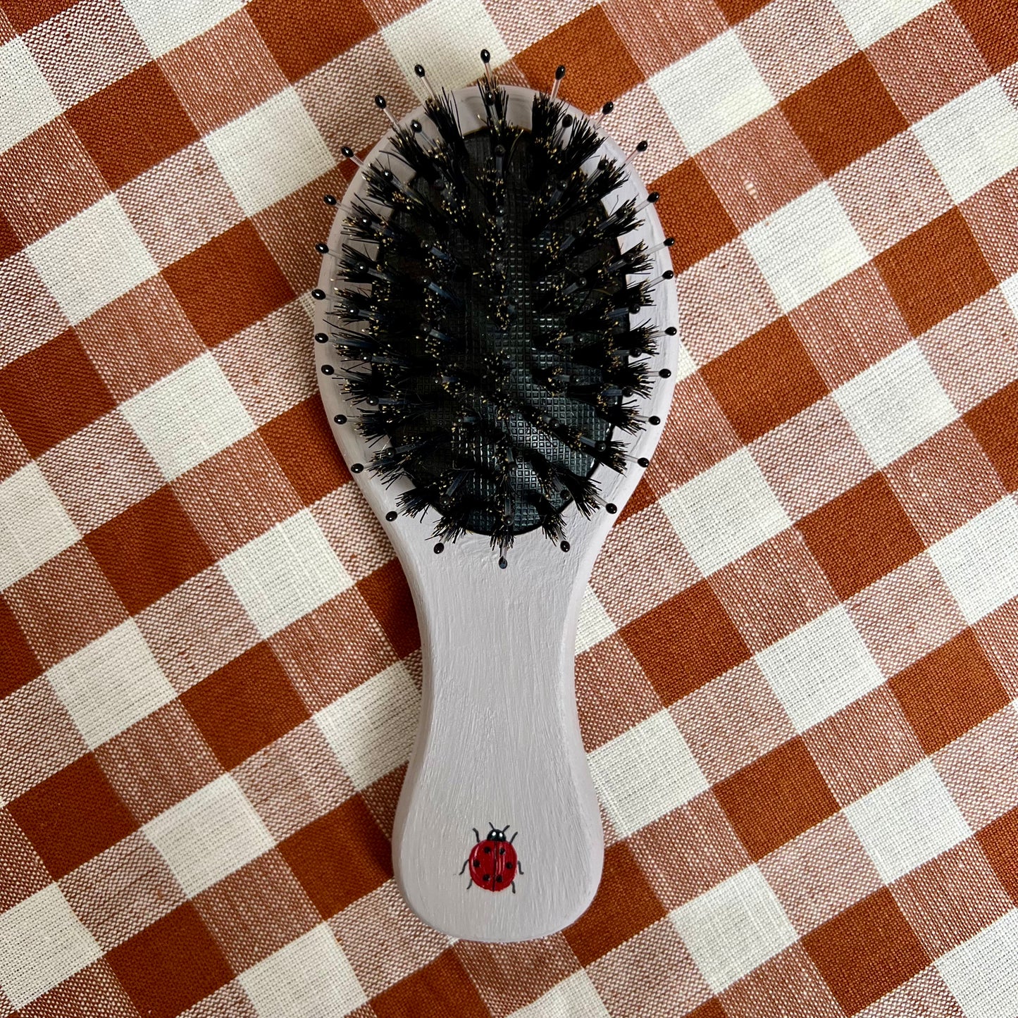 Hand-painted, Personalised Hairbrush ~ Ladybirds