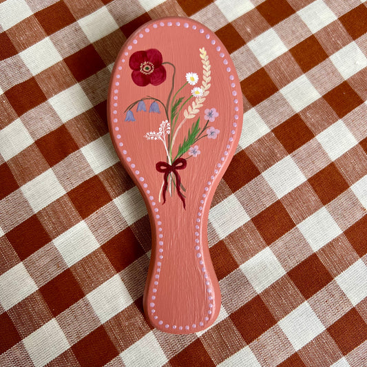 Hand-painted, Personalised Hairbrush ~ Wildflower Posy