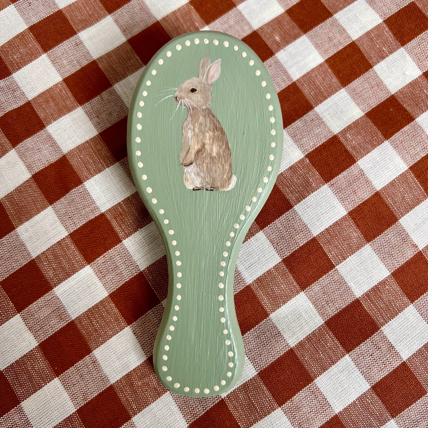 Hand-painted, Personalised Hairbrush ~ Rabbit