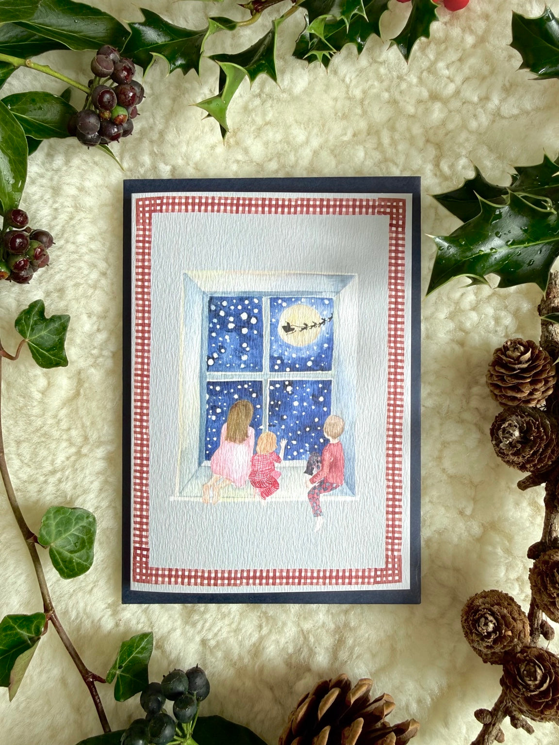 Christmas Eve Window greetings card, original product photograph