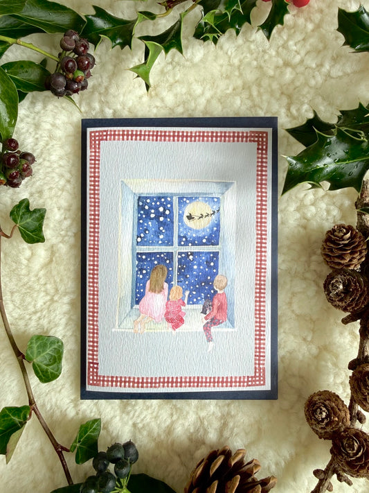 Christmas Eve Window greetings card, original product photograph