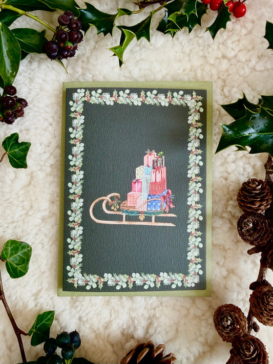 Christmas Sleigh greetings card, original product photograph