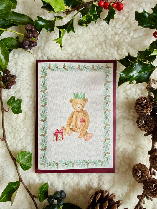 Christmas Teddy Bear greetings card, original product photograph