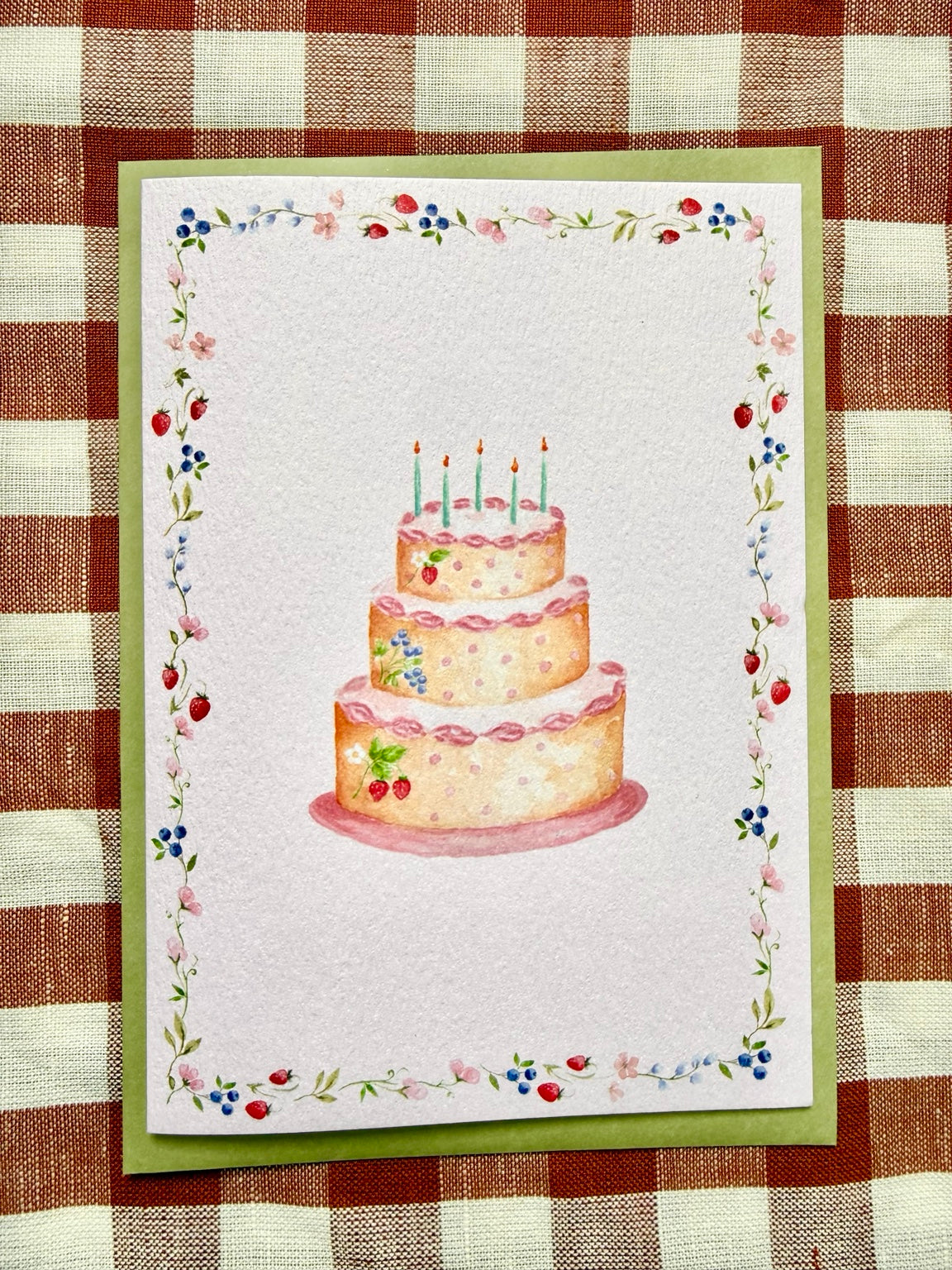 birthday cake greetings card, straight-on photograph